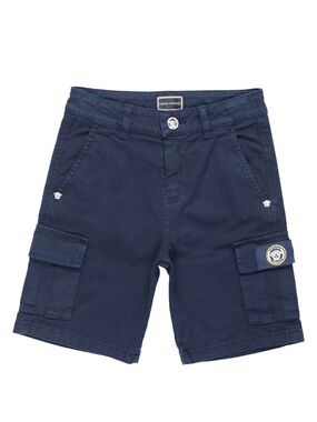 Versace Navy Cargo Shorts with Logo Patch